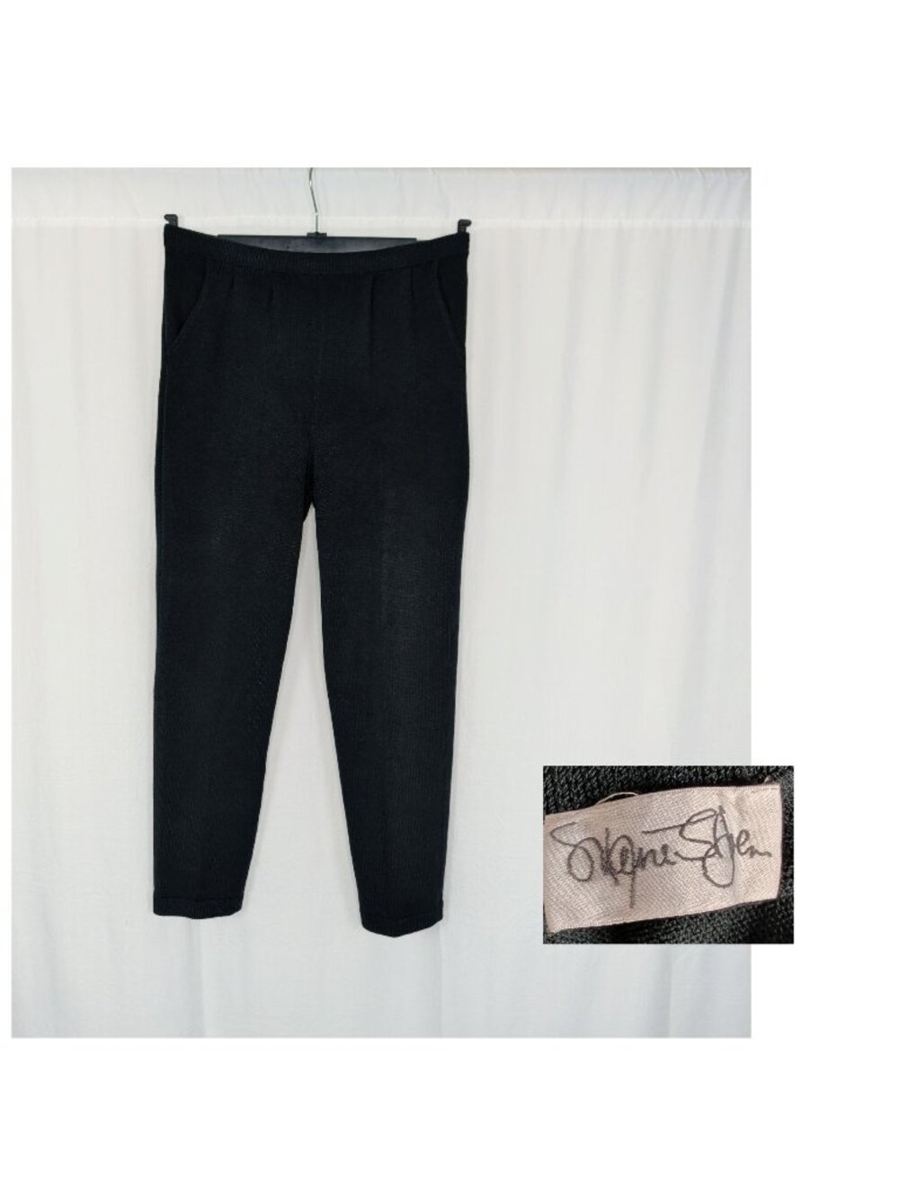 Vintage St John Black Santana Knit Pants Small Tapered